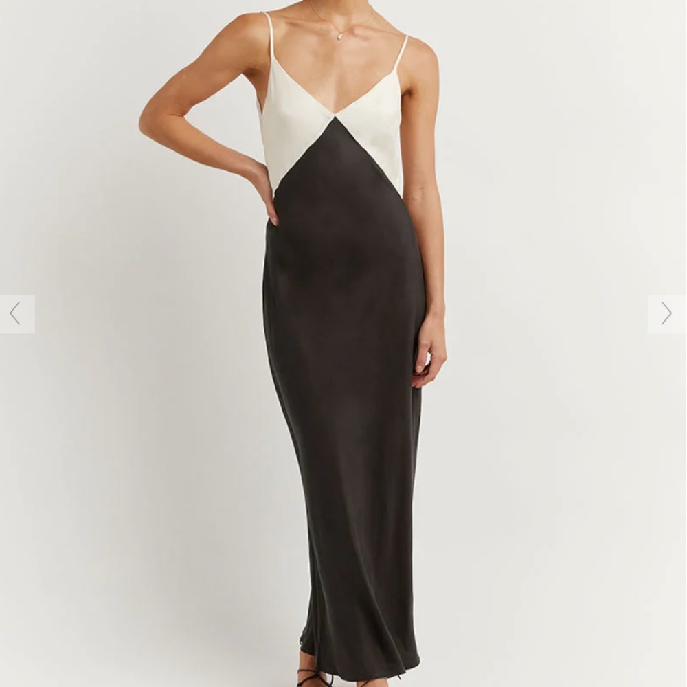 DISSH SEREN BLACK TWO TONE MIDI DRESS NWT